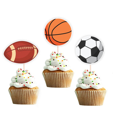 Sports Theme Cupcake Toppers | Baby Shower Cake Decorations