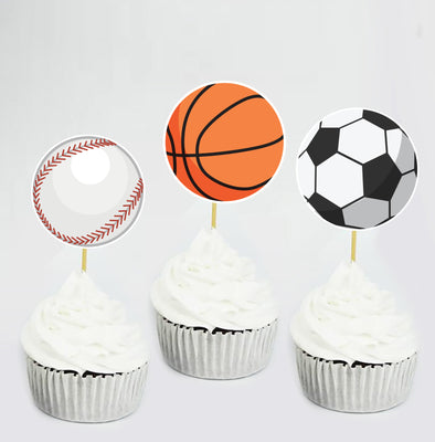 Sports Theme Cupcake Toppers | Baby Shower Cake Decorations