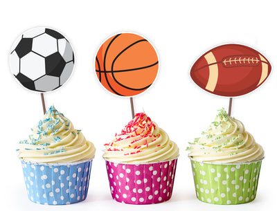 Sports Theme Cupcake Toppers | Baby Shower Cake Decorations