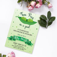 Twin Baby Shower Invitation | Two Peans in a pod