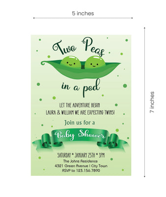 Twin Baby Shower Invitation | Two Peans in a pod