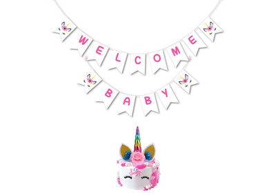 Unicorn Baby Shower Party Supplies |  Unicorn Party Banner