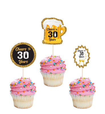 30th Happy Birthday Cake Decorations | Birthday Party Cupcake Toppers