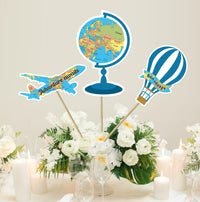 Adventure Awaits Travel Theme Centerpiece Decorations | Centerpiece Table Decorations