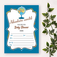 Adventure Awaits Travel Theme Birthday Party Invitation | RSVP Invitation Cards