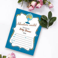 Adventure Awaits Travel Theme Birthday Party Invitation | RSVP Invitation Cards