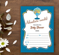 Adventure Awaits Travel Theme Birthday Party Invitation | RSVP Invitation Cards