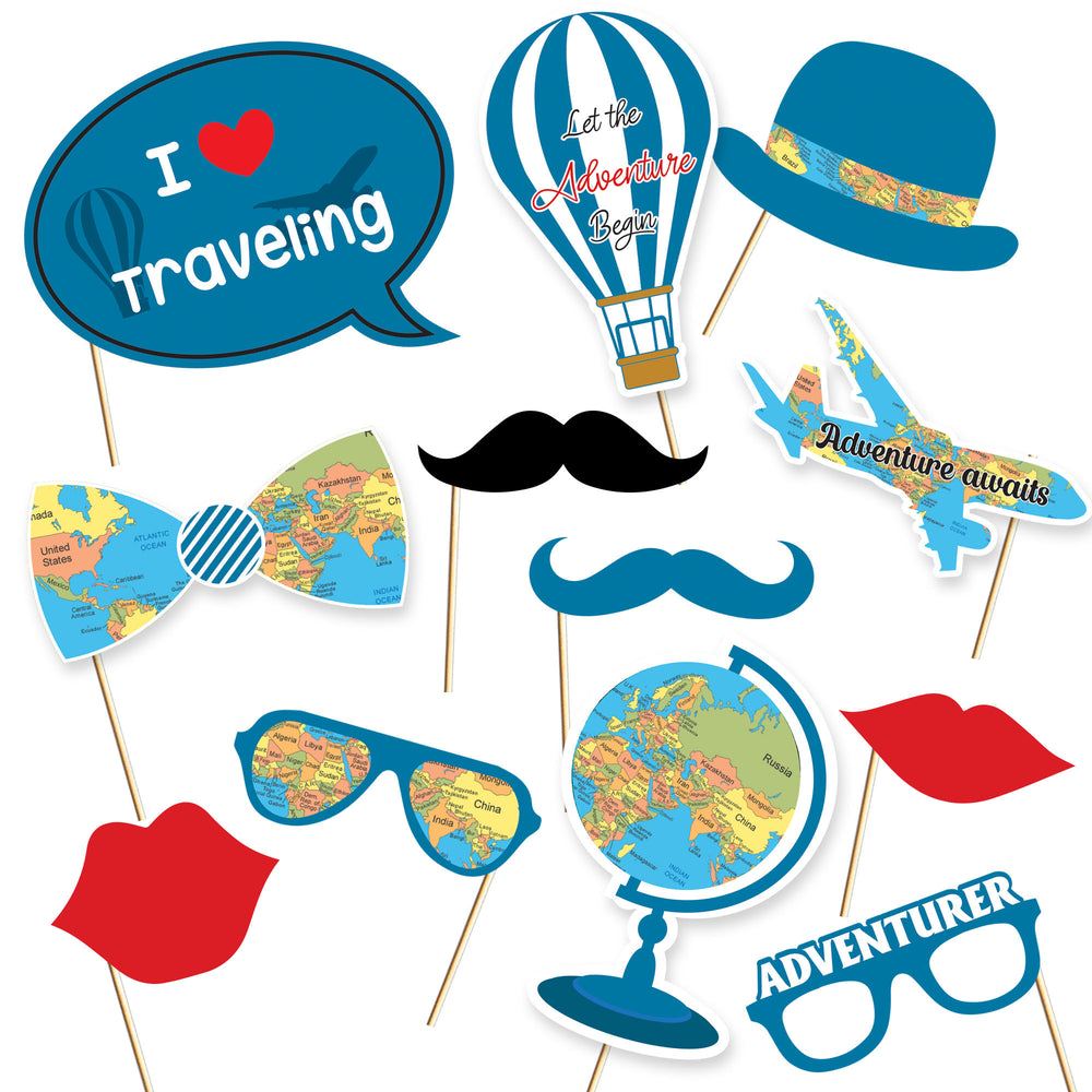 Adventure Awaits Travel Theme Birthday Party Photo Props Set