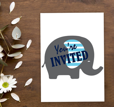 Elephant Baby Shower Invitations Boy