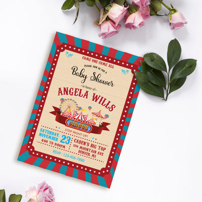 Circus Baby Shower Party Supplies |  Carnival Boy Baby Shower Invitations