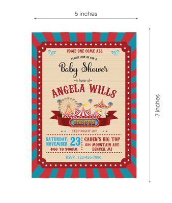 Circus Baby Shower Party Supplies |  Carnival Boy Baby Shower Invitations