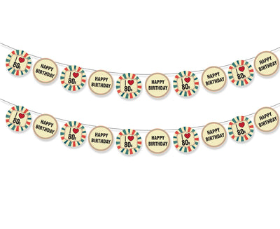Retro Vintage Theme Decorations I love 80s Happy Birthday Garland