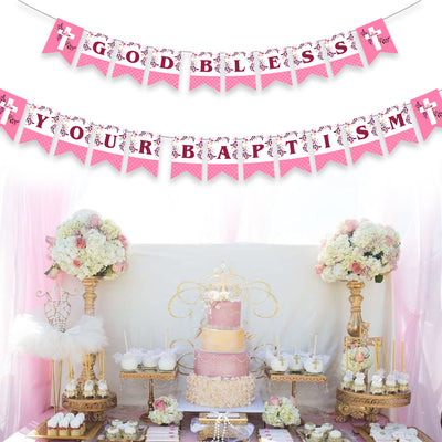 Baby Girl Baptism Banner | God Bless Banner