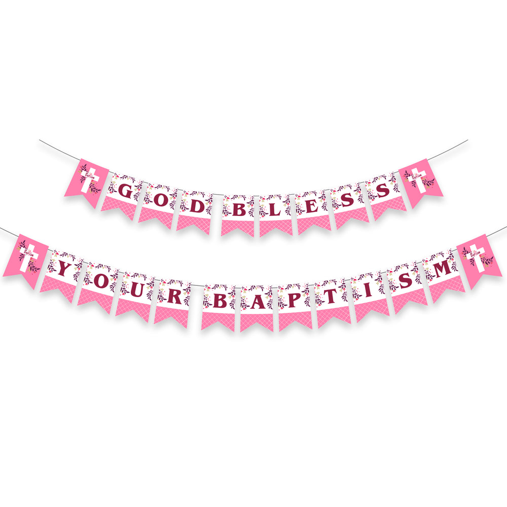 Baby Girl Baptism Banner | God Bless Banner