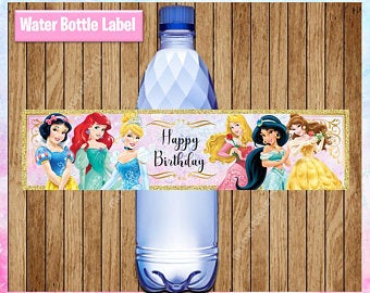 Princess party Water Bottle Stickers