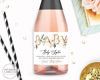 Elephant Baby Shower Wine Bottle Stickers