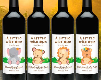 Safari Wine Bottles for Baby Shower Favors