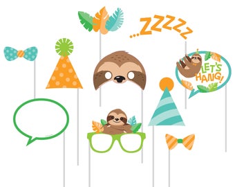 Sloth Photo Booth Props |Sloth Themed Birthday Party Ideas