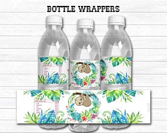 Water Bottle Decor Birthday Party | Sloth Water Bottle Stickers