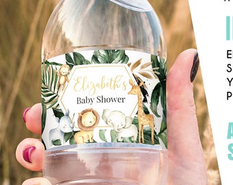 Safari Baby Shower Water Bottle Labels | Boy Baby Shower Water Bottle Labels