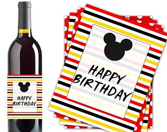 Mickey Mouse Birthday Party Supplies | Birthday Stickers For Wine Bottles