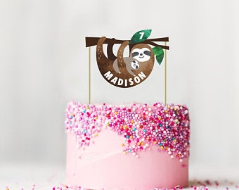 Sloth Birthday Cake Decorations | Sloth Birthday Party Theme