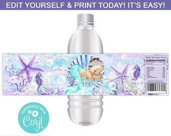 Mermaid Water Bottle Labels