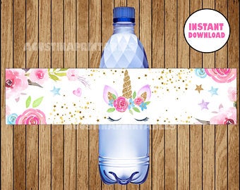 Unicorn Party Supplies | Unicorn Water Bottle Labels