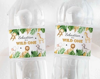 Safari Birthday Decoration Ideas | Boy Birthday Water Bottle Sticker