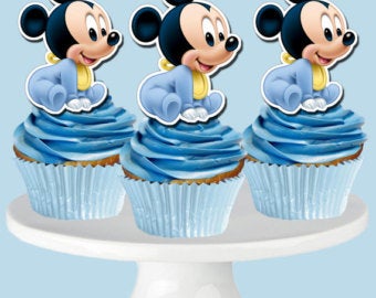 Mickey Mouse Theme Cupcake Toppers |Baby Shower Cupcake Toppers  Ideas