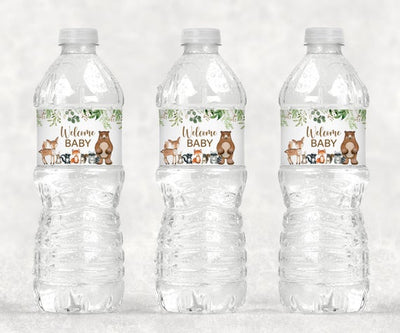 Woodland Baby Shower Water Bottle Labels