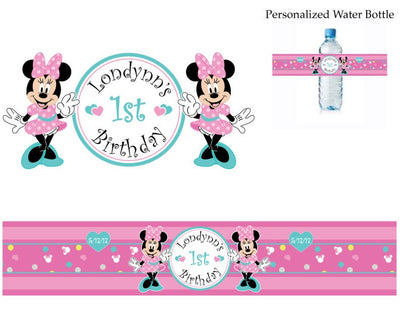 Minnie Mouse Birthday Theme | Girl Birthday Water Bottle Labels
