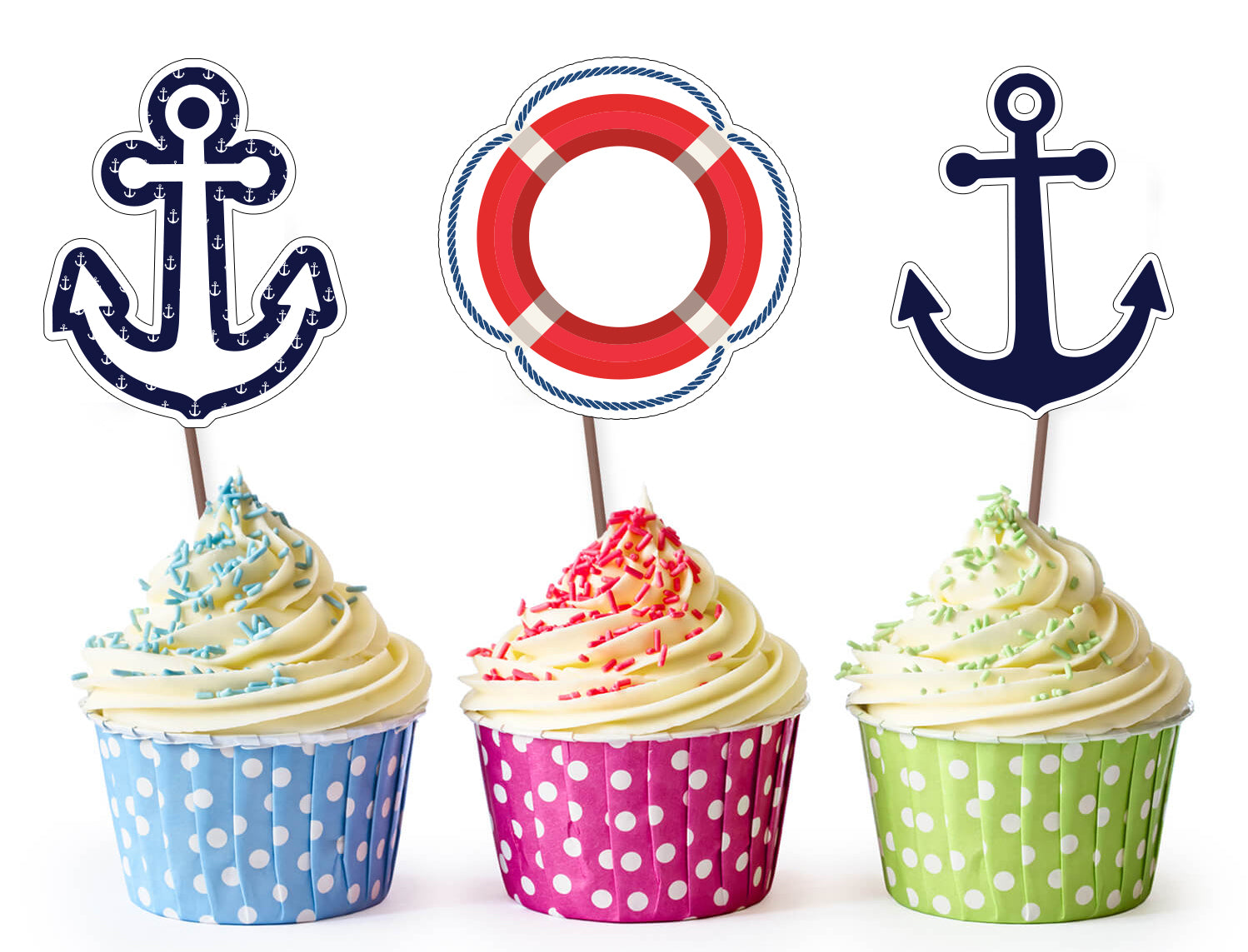 Nautical Birthday Cupcake Toppers – partiesandsupplies