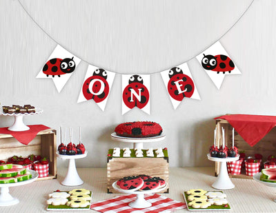 Lady Bug Birthday Party One High Chair Banner