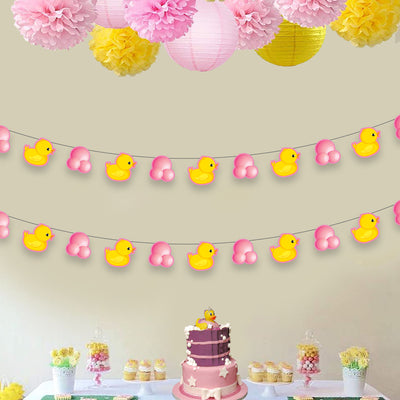 Baby Shower Party Decorations for Girl  | Pink Duck Themed Garland Decors