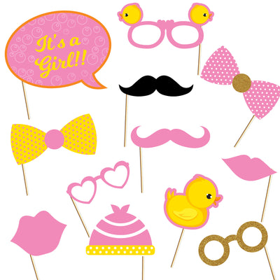 Pink Duck Theme Girl Baby Shower Photo Props