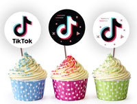 Tik Tok Cupcake Toppers | Tik Tok Theme Birthday Party Table toppers
