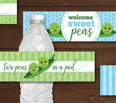 Twin Baby Shower Water Bottle Labels