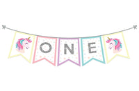 Unicorn Birthday Party One High Chair Banner