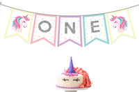 Unicorn Birthday Party One High Chair Banner